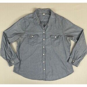 Old Navy Chambray Button Up Shirt Women's XL Denim Top Long Sleeve Basic Classic